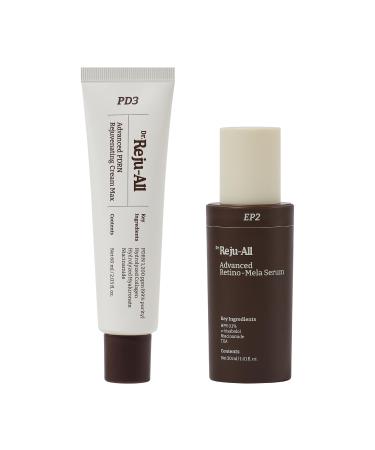 Dr. Reju-All Advanced PDRN Rejuvenating Cream Max + Advanced Retino-Mela Serum - 99% Pure Salmon DNA PDRN Face Moisturizer - HPR Retinol Serum for Face - Korean Anti-Aging Skin care