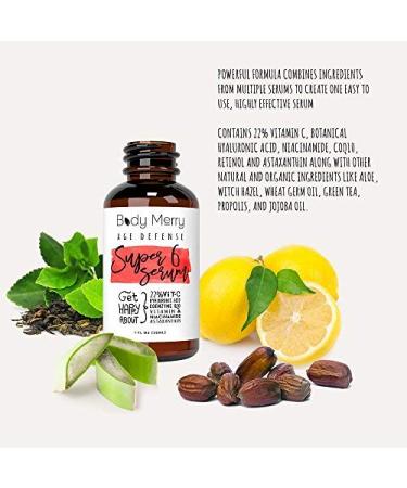Body Merry Age Defense Super 6 Serum - Anti-Aging Vitamin C Treatment with Retinol and Niacinamide - 1 fl oz - Buy Online on GoSupps.com
