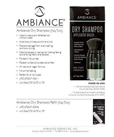 Ambiance Natural Dry Shampoo Powder - Non Toxic Travel Size Volumizing & Refreshing - Perfect for Oily Hair & Root Coverage - Brush & Refill Included - Buy Online on GoSupps.com
