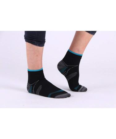Johnda Compression Socks 6 Pairs for Men and Women - Plantar Fasciitis Arch Support, Foot Pain Relief, Heel Support - L-XL Black/Blue - Buy Online on GoSupps.com