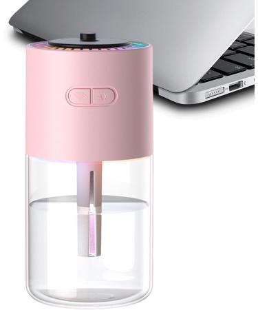 Fovolat Portable Cool Mist Humidifiers - 280ml Personal Humidifier Travel Facial Mister - Rechargeable Cool Mist Humidifiers with Starry Projector Personal Desktop Humidifier for Bedroom Nightstand Pink - Buy Online on GoSupps.com
