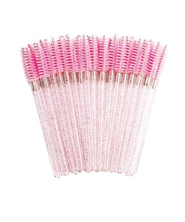 50 pieces Einwick eyelash brushes mascara magic eye eyebrows Applicator cosmetics make-up brush tools kits (pink/clear glitter) pink/transparent/glitter