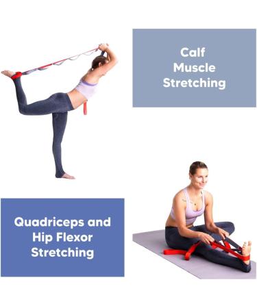 sport2people Stretching Strap for Yoga and Flexibility - 2 Free Exercise Ebooks Included | 12-Loop Stretch Band for Rehabilitation | Recommended by Therapists and Trainers | Gray-Dark Green - Buy Online on GoSupps.com