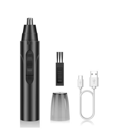 Linkidea Men's Electric Ear and Nose Hair Trimmer 360 Rounded Blade for Clean Hair Removal Without Damaging The Skin USB Portable Charging Interface (Black)