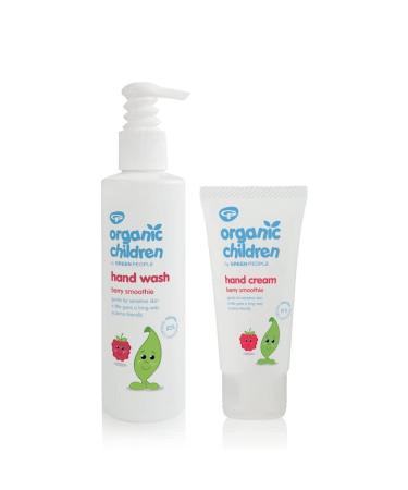 Green People Organic Children Berry Smoothie Hand Care Set Contains: Organic Children Berry Smoothie Hand Wash 200ml and Organic Children Berry Smoothie Hand Cream 50ml Eczema-friendly