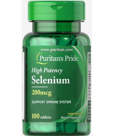 Puritans Pride Selenium 200 mcg Tablets, 100 Count