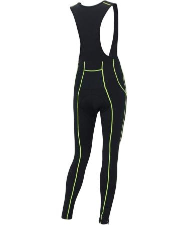 Airtracks Men's Thermal Bicycle Pants Long with Straps - Breathable 3D Coolmax Padded Bib Bike Pants - Reflective L Black/Neon for Cyclists - Buy Online on GoSupps.com