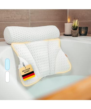 VYBELLE BATER WANNENISTIONS BUTMACTIVE 4D AIR Mesh Perfect ergonomic fit Bath pillow for relaxation of the neck and back - including extra carrying bag - Bath Tub Pillow designed in Germany