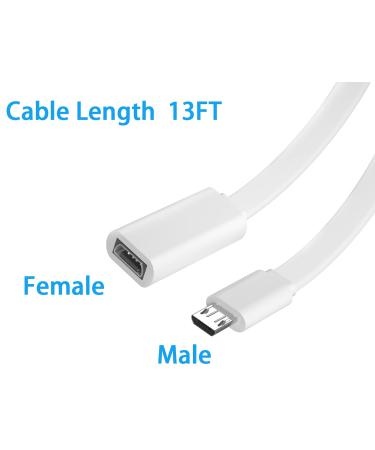 2 Pack 13FT Micro USB Extension Cable for Zmodo, Wyze Cam, Yi Camera - Male to Female Extender Flat Power Cord for Home Security Cameras - Buy Online on GoSupps.com