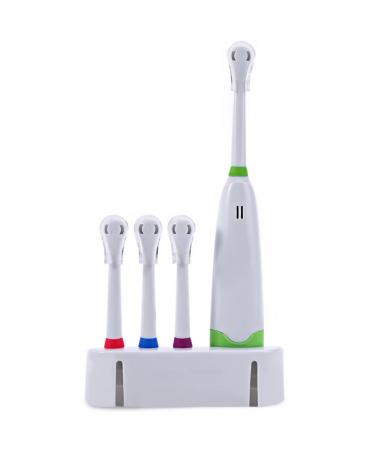 Rotary Battery Toothbrush for Teeth Whitening with 4 Brush Heads Oral Hygiene Dental Care Accessories for Oral Care (green)