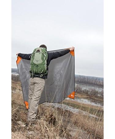 Pike Trail Pocket Beach Blanket - 60x56 Lightweight Sand Proof Picnic Blanket - Waterproof Compact Outdoor Blanket for Camping, Hiking, Picnics, and Beach Trips - Grey/Orange - Buy Online on GoSupps.com