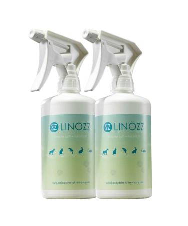 2 x 500 ml Linozz Animal odor neutralizers against animal smells.Smell remover for cat urine dog bed hamster cage.As a fresh air and litter box deodorant.Air cleaner spray mild vegan.500 ml (2 pack)