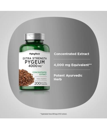 Pygeum Africanum Extract 4000mg | 200 Capsules | Piping Rock Extra Strength Supplement - Buy Online on GoSupps.com