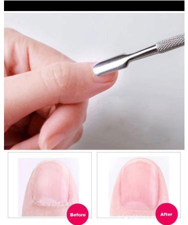 zalati Nail Art Pusher with Dual Tips Stainless Steel Nail Gel Polish Remover for Manicure Pedicure Cuticle Nail Care Cleaner Stainless Steel Silver - Buy Online on GoSupps.com