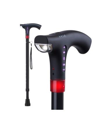 Walking Crutch Adjustable with LED Light and Alarm Non-Slip Basefor Men and Women Walking Stick Bathing in Sunlight