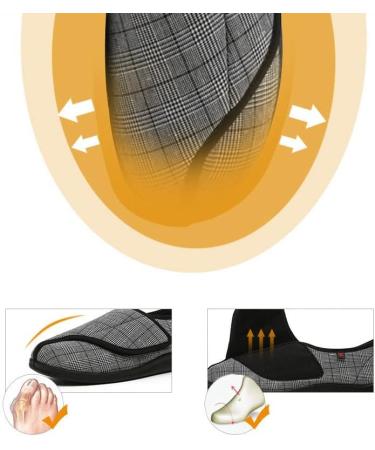 Men's Lightweight Non-Slip Diabetic Slippers - Adjustable Arch Support - Grey - Size 6.5 - Buy Online on GoSupps.com