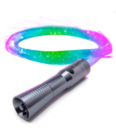 GloFX Sparkle Fiber Space Whip Remix - Programmable LED Fiber Optic Whip, 6 Ft 360 Swivel - Super Bright Light Up Rave Toy EDM Pixel Flow Lace Dance Festival