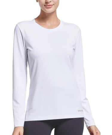 Baleaf Women's Long Sleeve Running Shirt - Quick Dry Athletic Workout Top | White, Medium - Buy Online on GoSupps.com