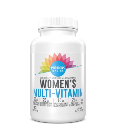 Portions Master Women s Multivitamin, Daily Multivitamin with Vitamins, Minerals, Antioxidants and Herbal Support, Energy, Immune & Bone Health, Non-GMO, Gluten-Fre (90 Capsules)