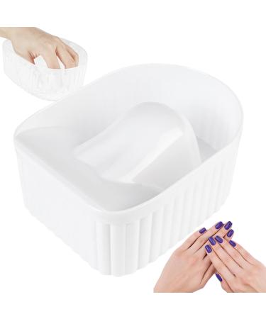 Bol de trempage des ongles - bol de trempage en plastique avec repos pour l vres confortable compact et l ger | Id al pour la manucure la p dicure l' limination du vernis gel le salon et l'utili White