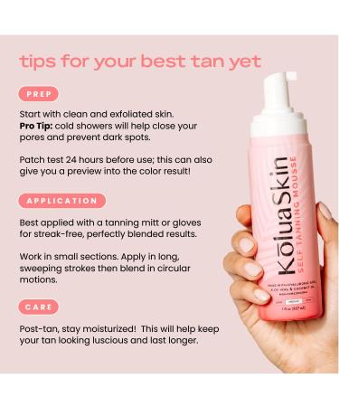 KoluaSkin Self Tanner Mousse - Natural Sunless Fake Tan Quick-Drying Streak-Free Hydrating Light Tropical Scent 7oz - Ideal for Sensitive Skin - Buy Online on GoSupps.com