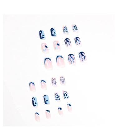 Kamize Blue Heart Square Press on Nails - Medium Full Cover Acrylic False Nails for Women and Girls - Buy Online on GoSupps.com
