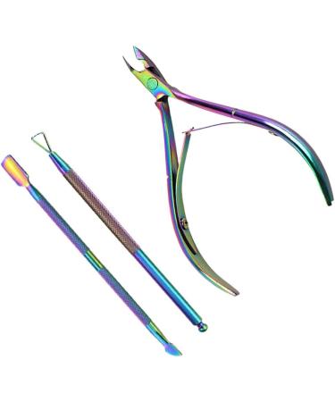 FUNZZY Manicure Pedicure Tool Nail Cutter Cuticle Nippers Kits Cuticle Pusher Cleaner Trimmer Sharp Cuticle Remover Tools for 3 Pcs - Buy Online on GoSupps.com