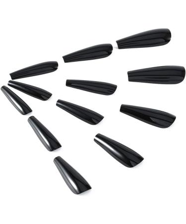 Brishow Halloween Black Long Press on Ballerina Acrylic False Nails for Women and Girls - Buy Online on GoSupps.com