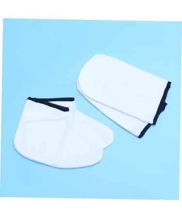 FOMIYES Lot 2 Paires Moufles Et Couvre-pieds En Paraffine Coton ponge Blanc Bord Noir Bain Spa Isolants Th rapeutiques Mains Et Pieds - Buy Online on GoSupps.com