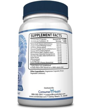 ConstiClear - Ease Constipation Improve Digestion Support Gut Flora - Contains Probiotic - 60 Capsules - Vegan 60 Count (Pack of 1) - Buy Online on GoSupps.com