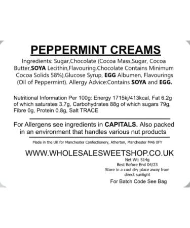 Ellies Jellies Peppermint Creams 514g Bucket Individually Wrapped Indulgent Flavour - Buy Online on GoSupps.com