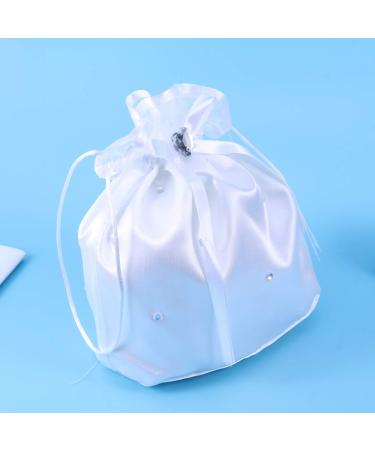 ARTIBETTER Satin Bridal Wedding Money Bag with Floral Lace - White Bridal Satin Flower Decorated Bag for Dollar Dance and Wedding Favor - Buy Online on GoSupps.com