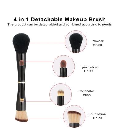 Shop Aoowu 4-in-1 Double-Sided Makeup Brush Set - Portable Removable Cosmetic Brushes for Concealer Eyeshadow Rouge & Foundation (Black) | International Shipping Available - Buy Online on GoSupps.com