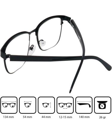 Vintage Mini Reading Glasses - Metal Frame Plastic Lenses - Black 1.0 Diopter - Unisex Reading Aid - Buy Online on GoSupps.com