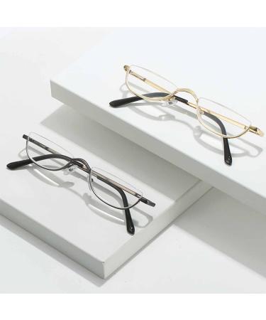 BILIZA Half Frame Metal Reading Glasses for Men & Women - Blue Light Blocking 1.5X Gray Computer Readers - Buy Online on GoSupps.com