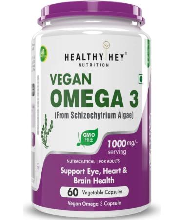 Natural Omega 3 - Support Heart Brain & Joint - Sourced from Algae - Fish Oil-Free - 60 Veg Capsules