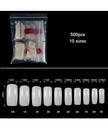 500 Pieces Square False Nails - Natural Artificial Fingernails for DIY Nail Art & Salons | 10 Sizes Available - International Shipping - Buy Online on GoSupps.com