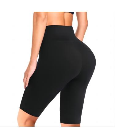 Flintronic cycling pants women women short sports pants leggings opaque yoga pants high waist elastic sport shorts belly path leggings for sports running workout bika 1pc black l