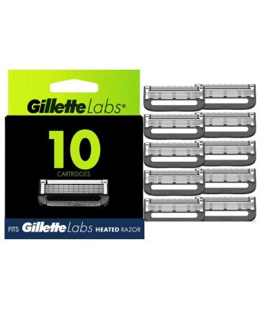 Gillette Mens Razor Blade Refills with Exfoliating Bar by GilletteLabs, Compatible Only with GilletteLabs Razors with Exfoliating Bar and Heated Razor, 10 Razor Blade Cartridges 10 Refills