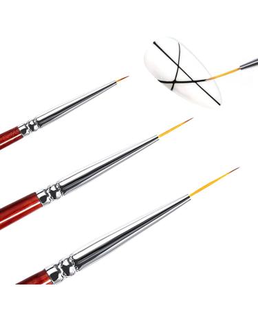 Nail Art Liner Brushes Set 3Pcs Nail Art Brush Striping Brush for Thin Long Fine Lines  UV Gel Polish Painting Nail Art Design Liner Brushes Dotting Drawing Pen  Nail Brushes for Nail Art (7/9/12mm) 3PCS Nail Art Liner B...