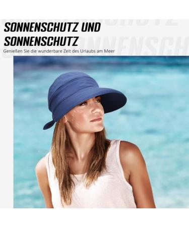 Yamitora Women's Sun Hat - UV Protection Zippered Visor 2-Piece Set for Beach Golf Travel - Outdoor Summer Hats in Marine Blue & Rose Red - Buy Online on GoSupps.com