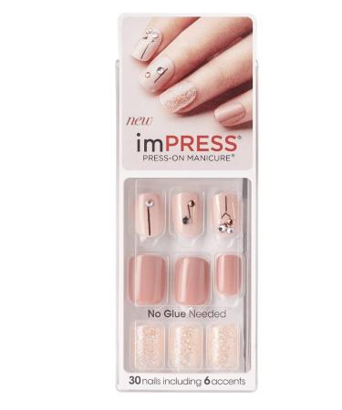 Kiss imPRESS Brilliant Pink Press-On Fake Nails Manicure BIP502F