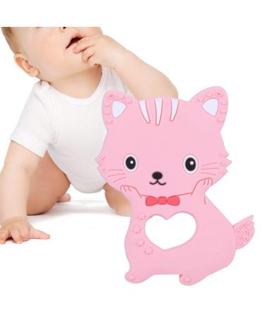 Buy Pink Cartoon Cat Shape Silicone Teething Toy for Babies - Easy Grip for Kids | International Shipping - Buy Online on GoSupps.com