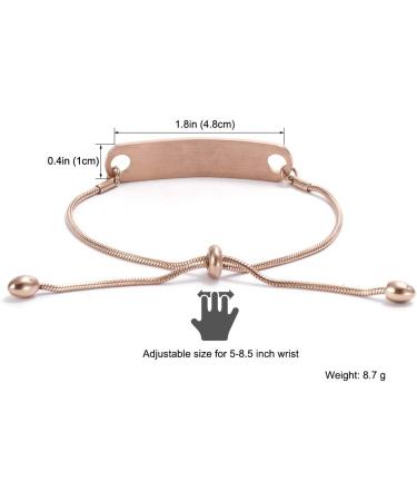 Rose Gold Personalized Medical Alert Bracelet for Women - Customizable Emergency Health ID - Adjustable Chain - 5-8.8 inch - Buy Online on GoSupps.com