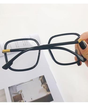 Square Blue Light Blocking Retro Oversized Reading Glasses - Anti-UV +300 Black Eyewear - Buy Online on GoSupps.com