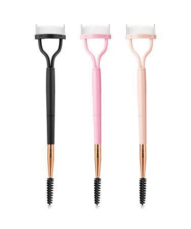 3 Pack Eyelash Separator Tool Lash Comb Seperator with Spoolie Eyebrow Brush Comb Foldable Dual Head Eye Lash Separator Tool Mascara Comb for Lash Extensions Mascara Applicator for Women