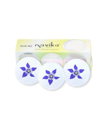 Navika Golf Balls- Colorado State/Columbine Flower Imprint on White Ball (3-Pack)