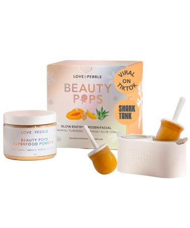 Beauty Pops by Love & Pebble- Turmeric Mask Glow Enzyme Icy Facial Kit| Viral On TikTok| As seen on Shark Tank beauty | Korean Face Mask Skincare made with turmeric aloe banana papaya