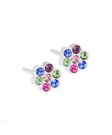 Blomdahl Medical Plastic Daisy 5 mm Swarovski Crystal. Hypoallergenic for Sensitive Ears