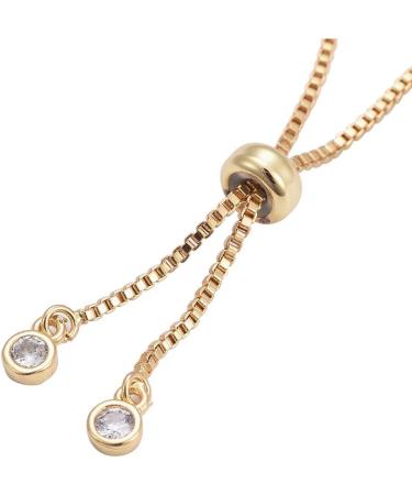 DanLingJewelry 10 Strand Gold Plated Slider Bracelet Chains w/ Cubic Zirconia - Set of 10 - Adjustable Extender for Jewelry Making - Buy Online on GoSupps.com